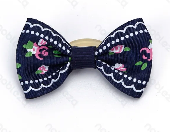 Bowknot hair tie with printed roses(L3.8*W2.5cm) leave comment for color wish