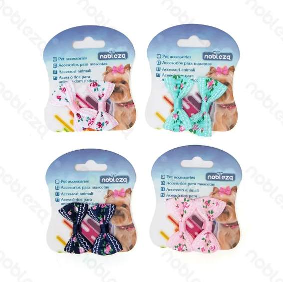 Bowknot hair tie with printed roses(L3.8*W2.5cm) leave comment for color wish