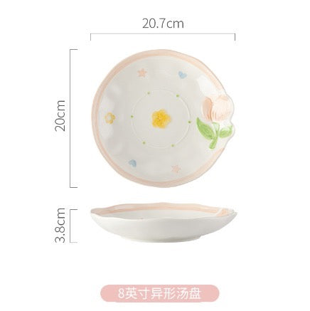 Flower round plate 8 inches