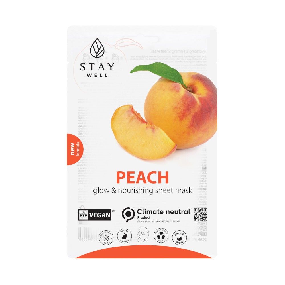STAY WELL Vegan Sheet Mask - PEACH 20g
