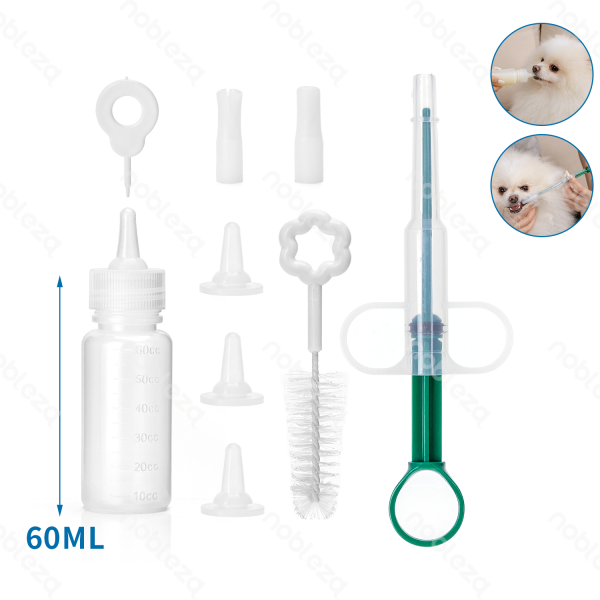 60ml(Pet nursing bottle and syringes kit,White&Green)