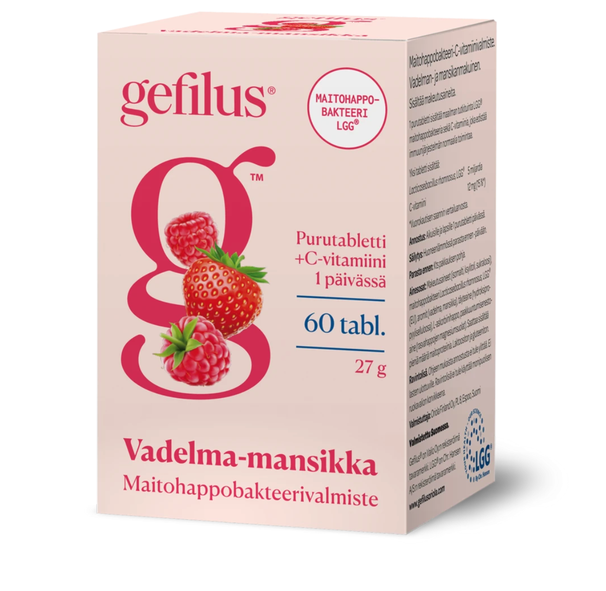 Gefilus Vadelma-mansikka purutabletti 60 kpl