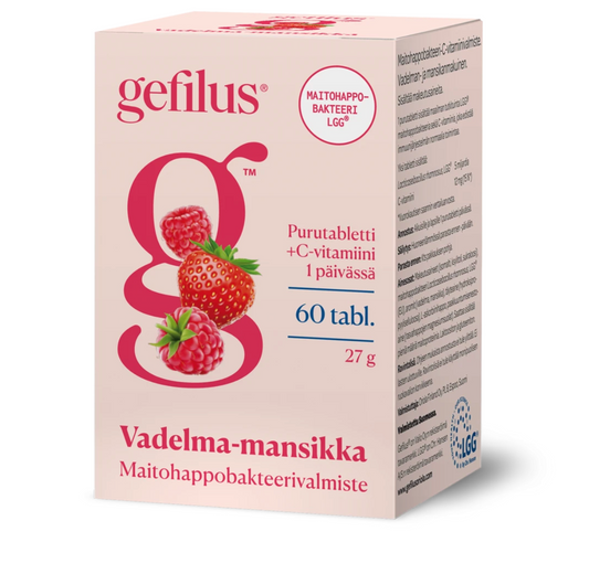 Gefilus Vadelma-mansikka purutabletti 60 kpl