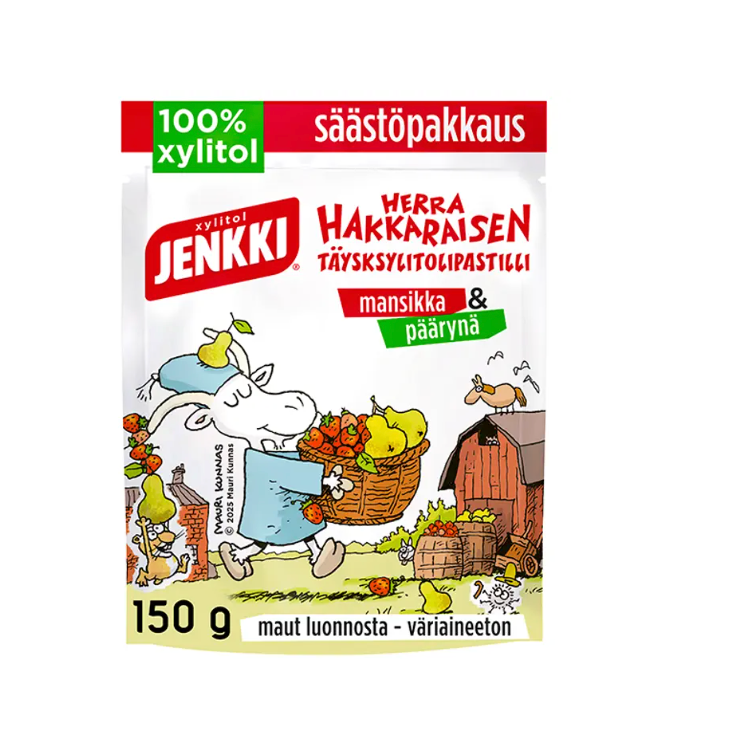 Jenkki Herra Hakkarainen Mansikka & Päärynä täysksylitolipastilli 150g
