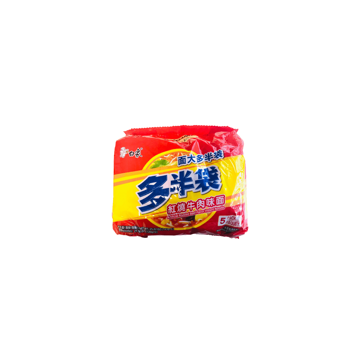 BAIXIANG Instant Noodle Roasted Beef Flavor 5x143g