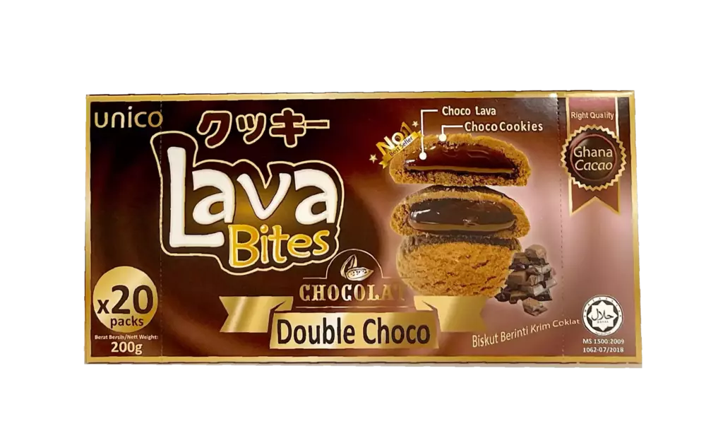 Unico Lava Bites Cookies Double Choco 200g