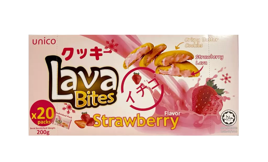 Unico Lava Bites Cookies Mansikka 200g