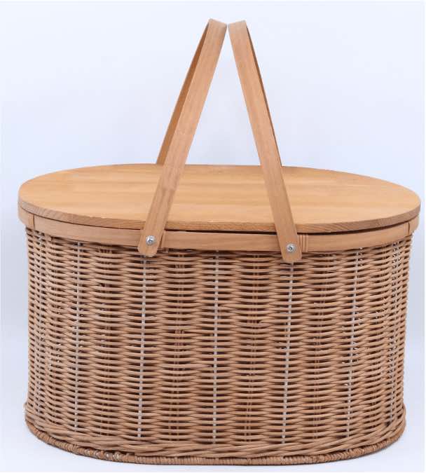 HTPB-3 Natural Brwon Oval Picnic Basket 49x39x22cm