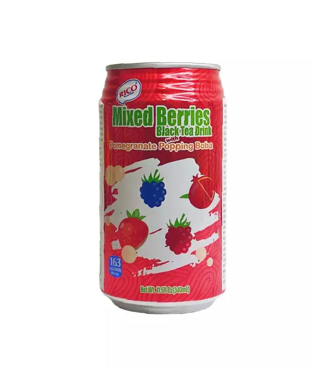 Rico Black Tea Drink Mixed Berries & Boba 340ml