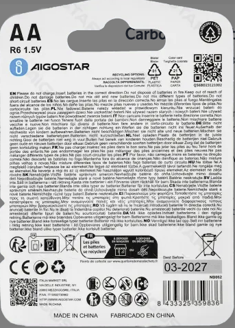 Carbon-zinc Battery R6 (AA) 1.5V 4pcs
