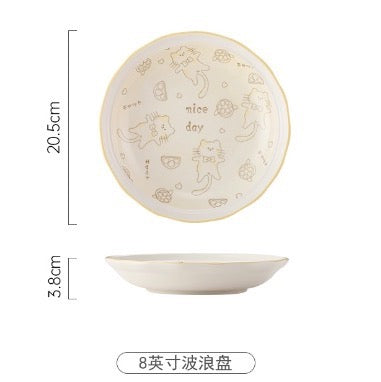 Lemon Cat round plate 8 inches