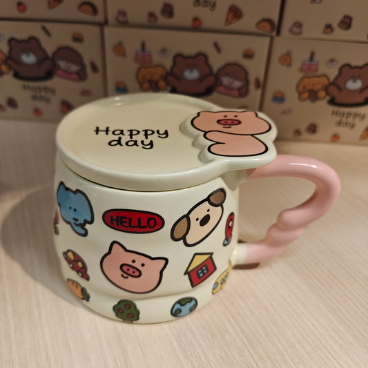 DJY Animal Doodle Pig Mug 400ml