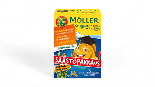 Möller Omega-3 Pikkukalat Hedelmänmakuinen 72 kpl