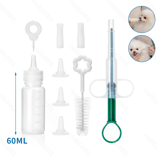60ml(Pet nursing bottle and syringes kit,White&Green)