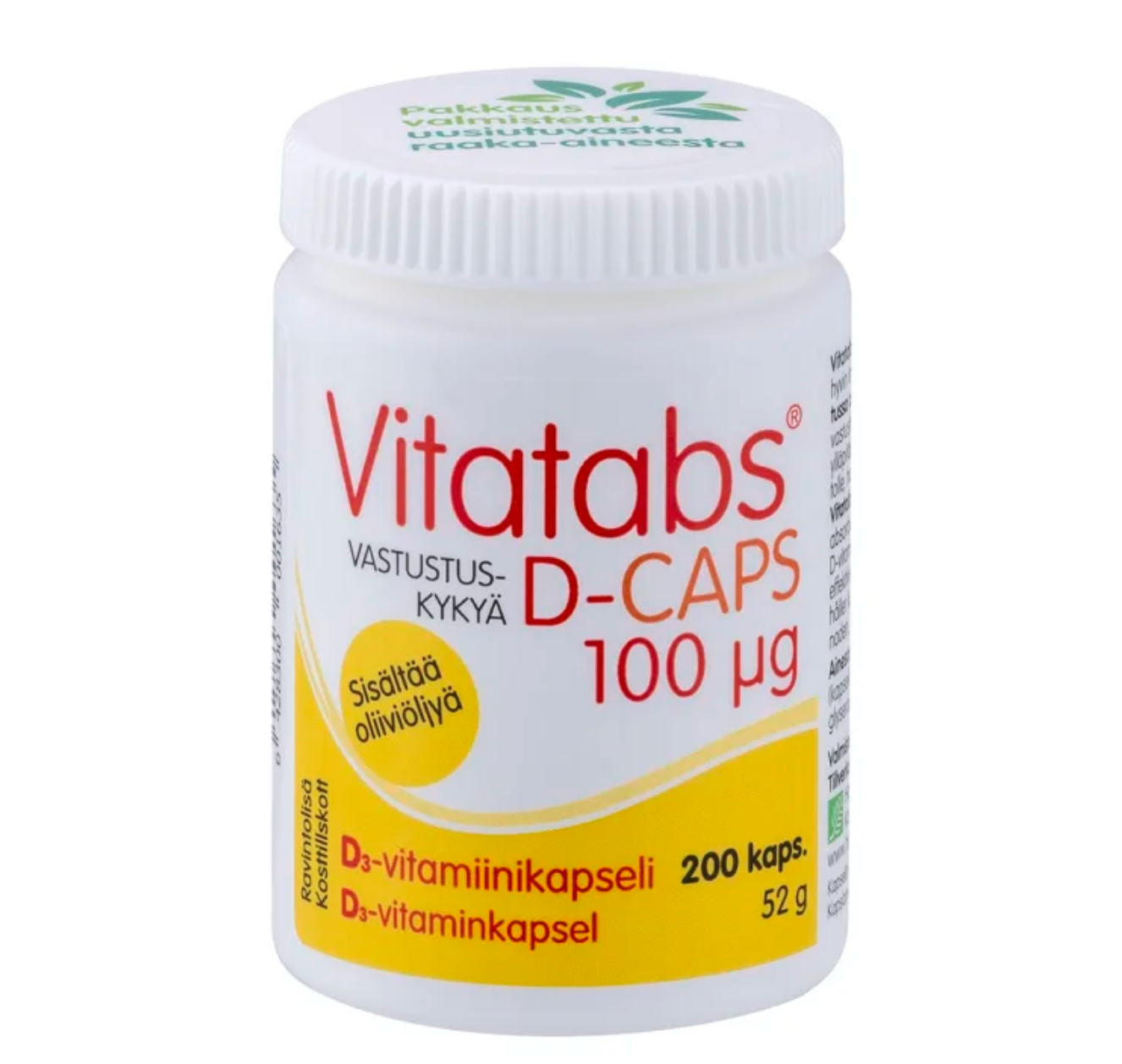 Vitatabs D-Caps +D3 100 µg 200 tablettia