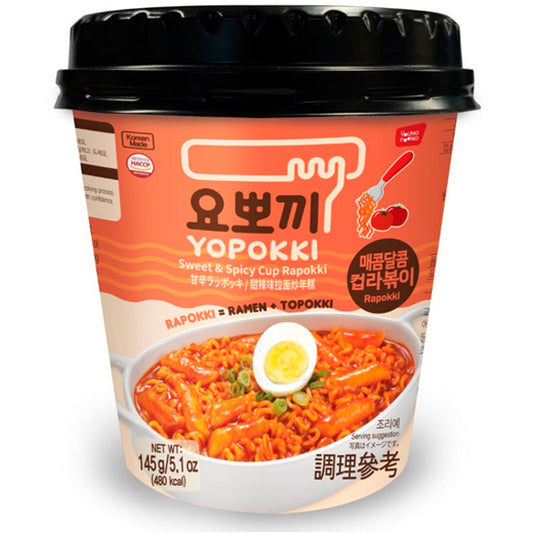 Yopokki/Ricecake&Ramen Cup Sweet Spicy 145g/年糕条拉面杯甜辣味 145g/Riisikakku & Ramen-kuppi Makea Mausteinen 145g