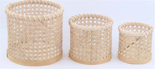 HTFP-8 luonnonvalkoinen pyöreä 3kpl sarja kukkaruukku 11x10cm/14.5x12.5cm/18x16.5cm