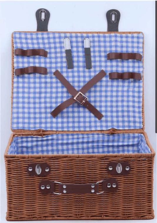 HTPB-1 Brwon/Blue CUBE 2-4 PERSON USE PICNIC BASKET 39x28x19cm