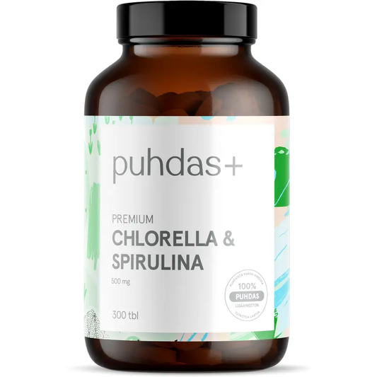 Puhdas+ Chlorella Spirulina Tablets 300 capsules