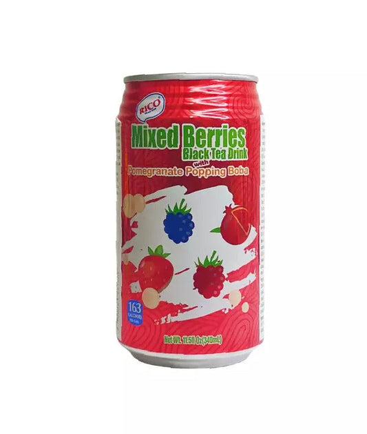 Rico Black Tea Drink Mixed Berries & Boba 340ml
