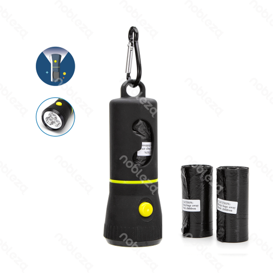 Trash Bag Dispenser with Flashlight(L32*W23cm,Black)